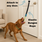 Dog tugging on TugPaws™ Bungee Tug Rope attached to a door – Durable & Fun Interactive Dog Toy for indoor play and exercise.